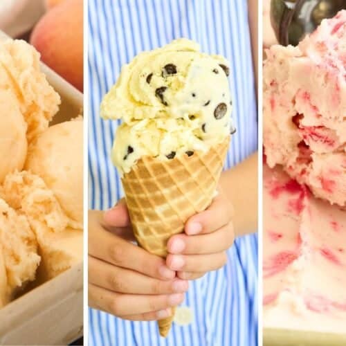grid of 3 types of homemade ice cream