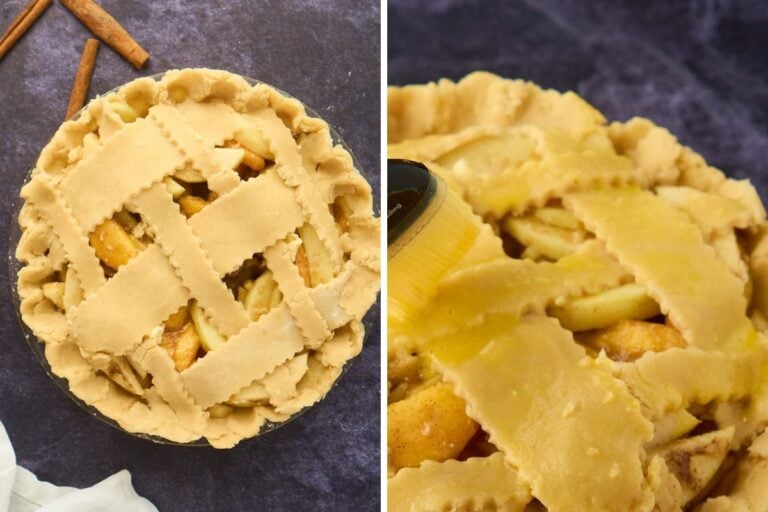 crust being brushed with milk.