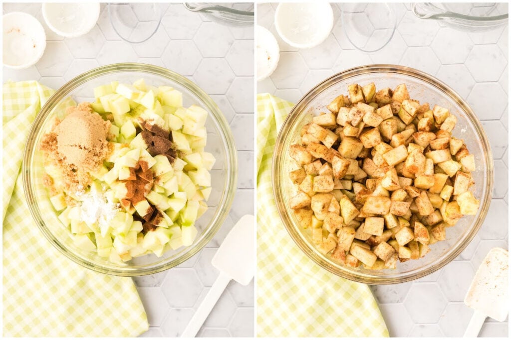 diced apples in bowl