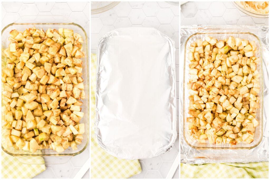 filling in baking dish