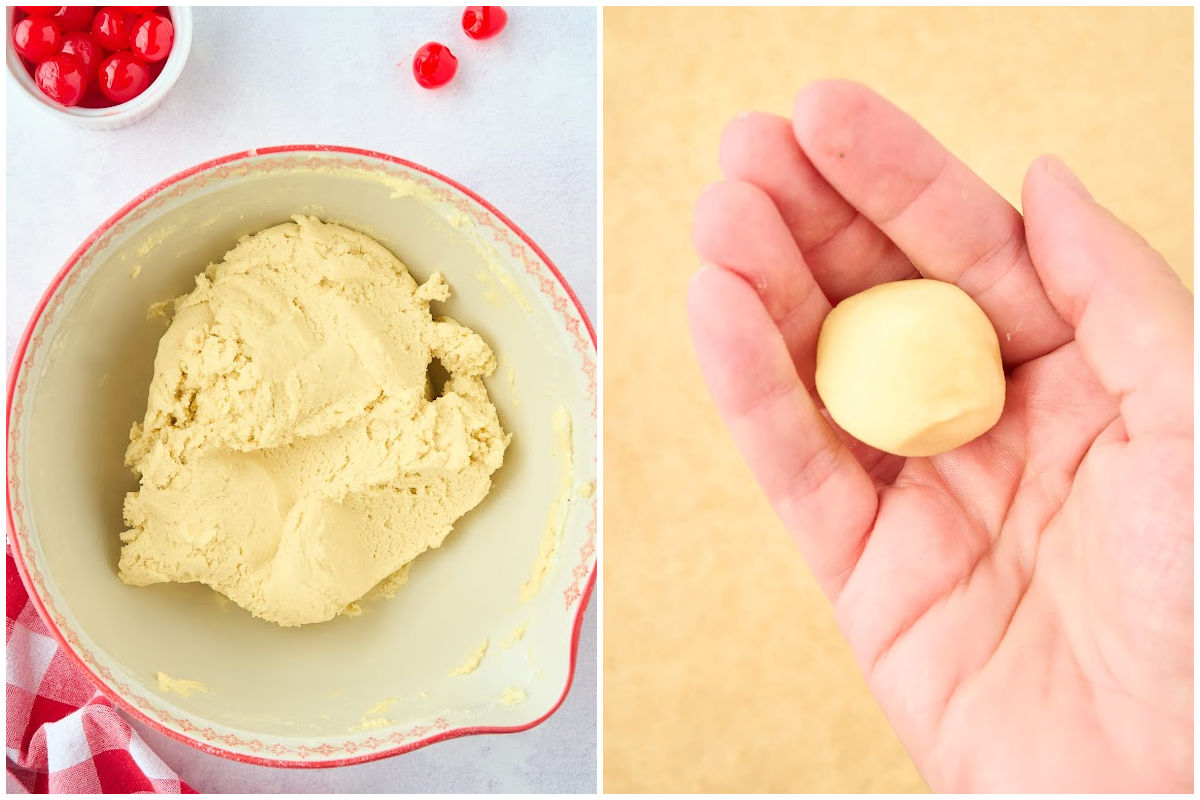finished dough in mixing bowl.