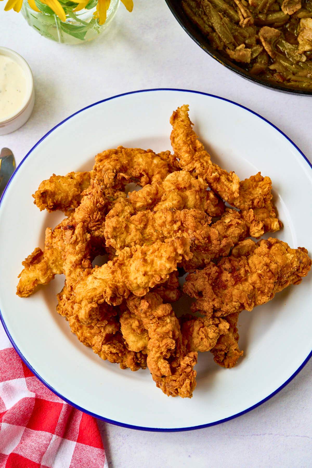 overhead view of cajun chicken tenders