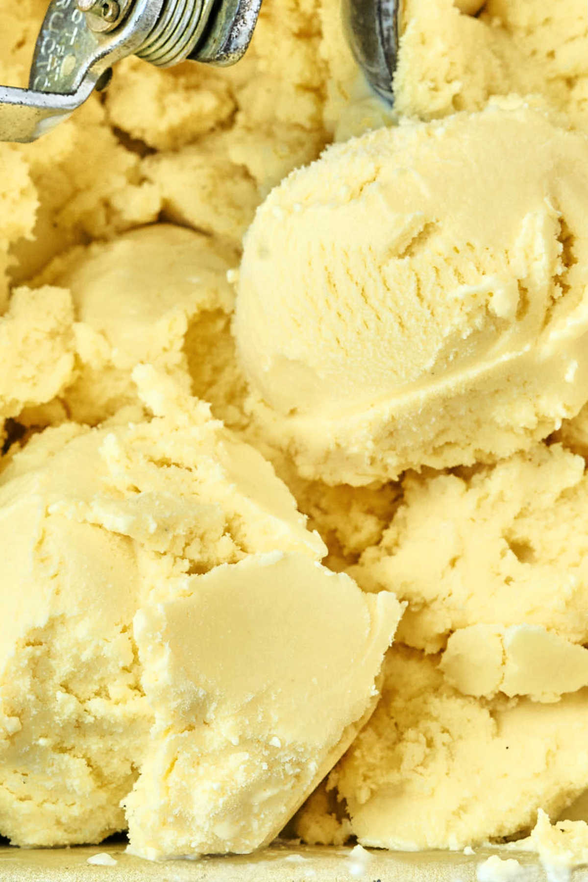 finished honey ice cream in gold loaf pan