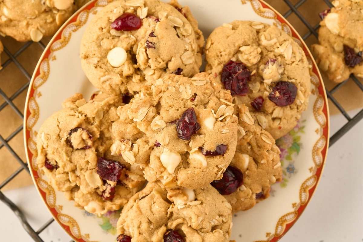 small plate stacked with cookies.