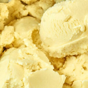 close up of homemade honey ice cream.