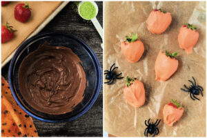 melted chocolate and dipped strawberries.