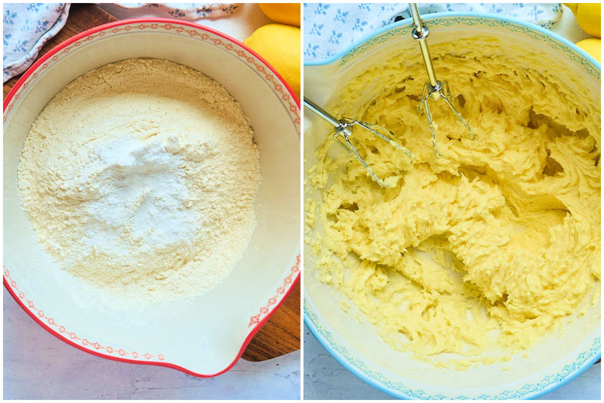 wet and dry ingredients in separate mixing bowls.