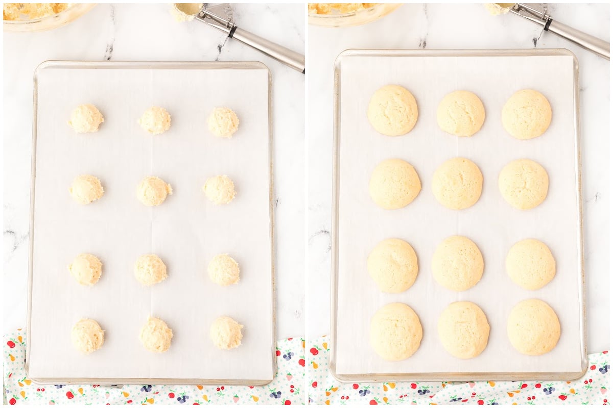 cookie dough and baked cookies.