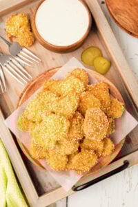 plate of homemade fried pickles.
