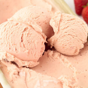 close up view of finished ice cream.