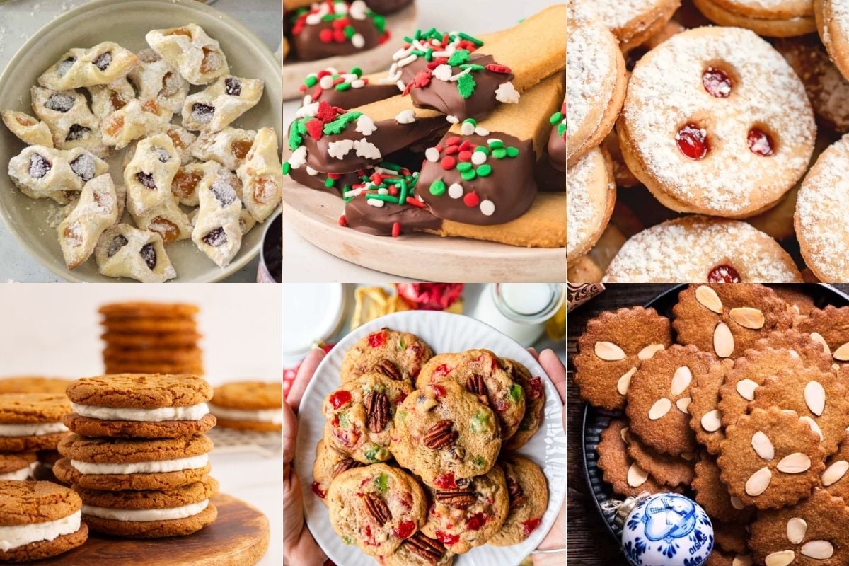 grid of 6 classic christmas cookies