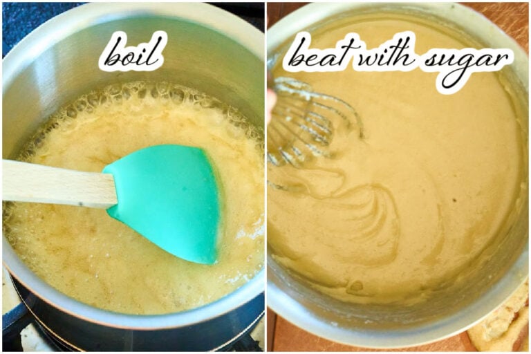 boiling and beating frosting.
