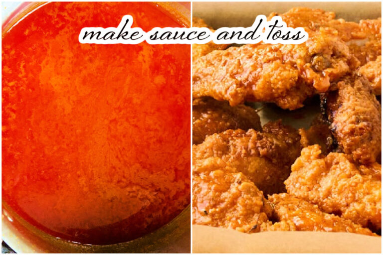 melted buffalo sauce and finished wings.