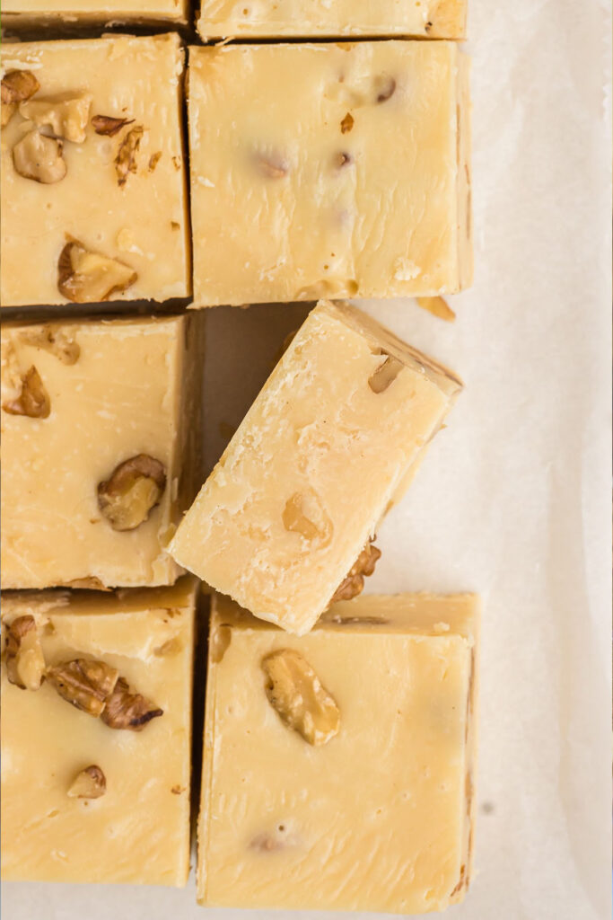 parchment paper with fudge.
