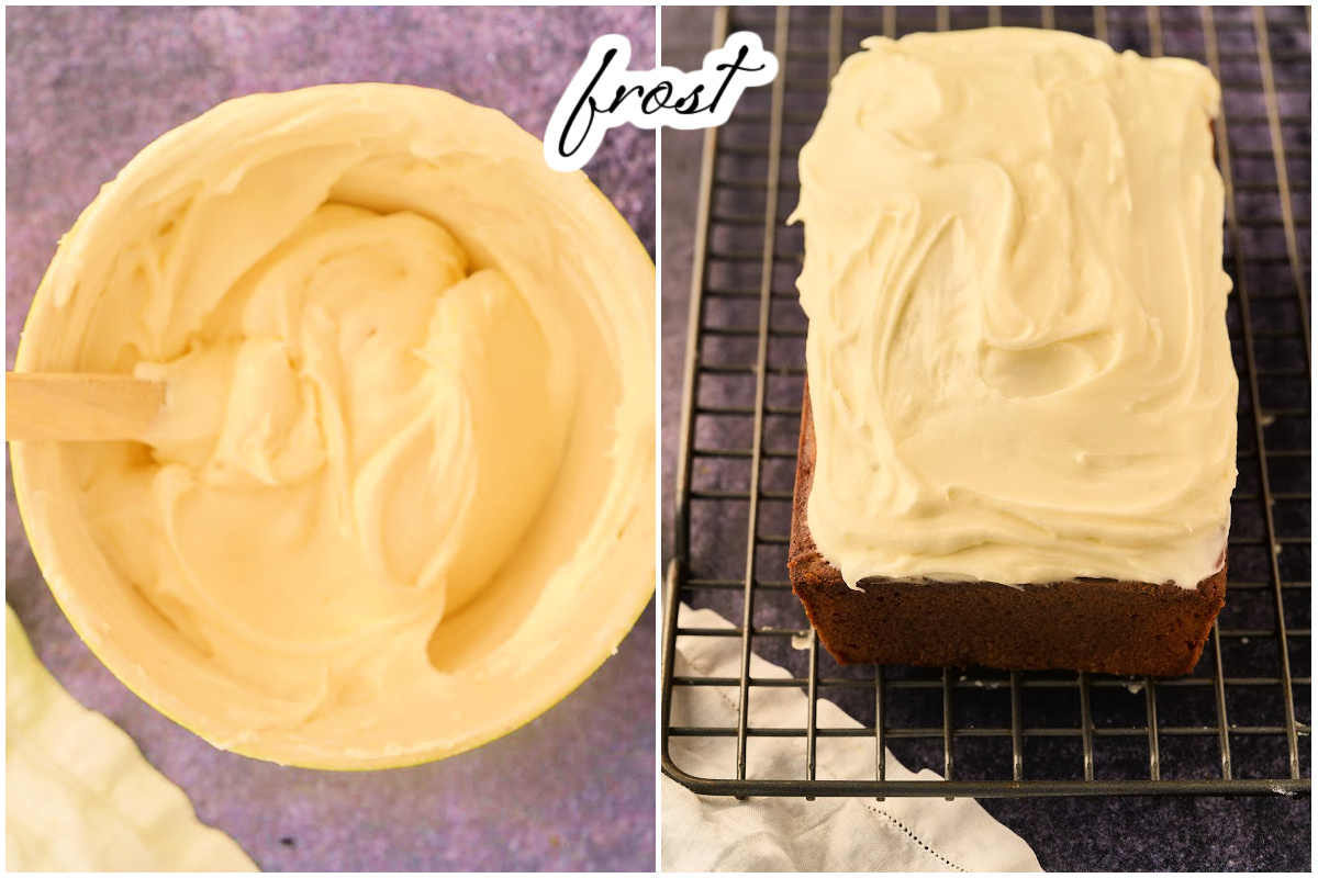 frosting in small bowl and on top of wire rack.