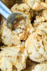 finished gingersnap ice cream with caramel ribbons