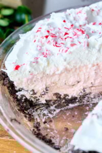 layered frozen pie with ice cream.