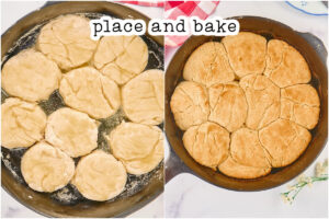 biscuits before and after baking.