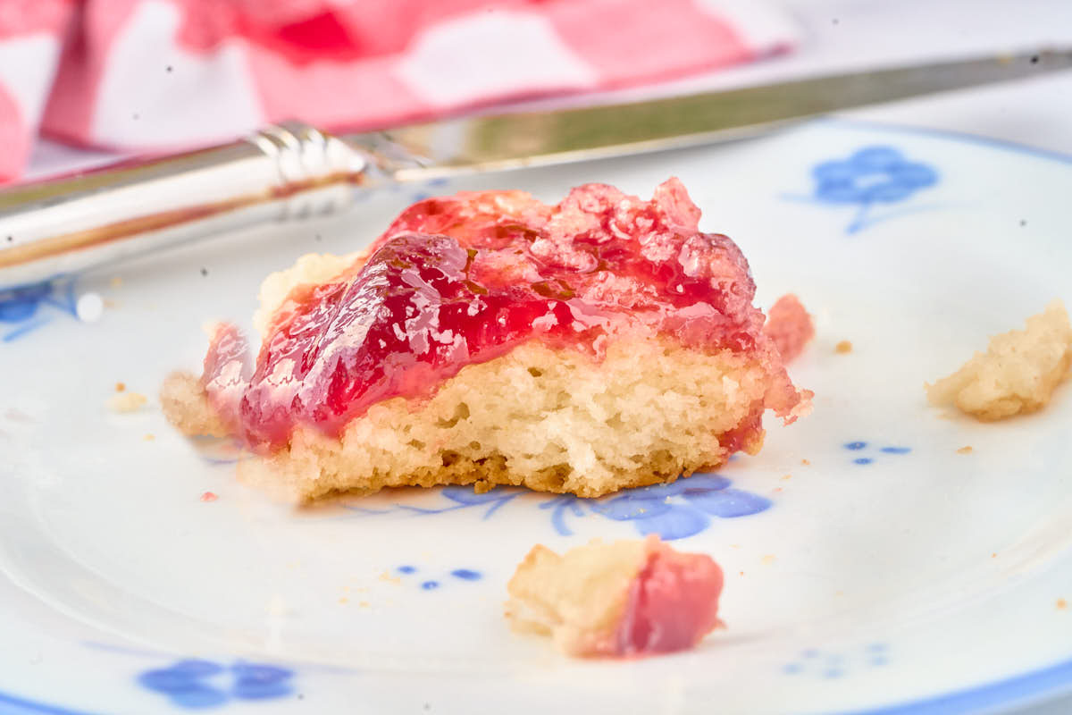 biscuit cut with jam.