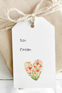 photo of printed tag with heart