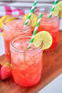 3 glasses of strawberry lemonade