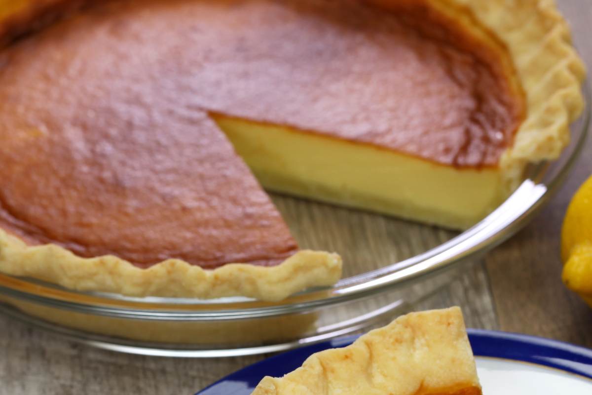 pie in glass dish.