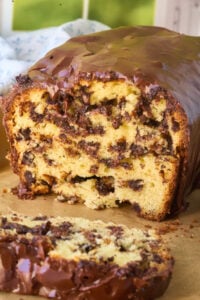 sliced loaf od chocolate chip bread.