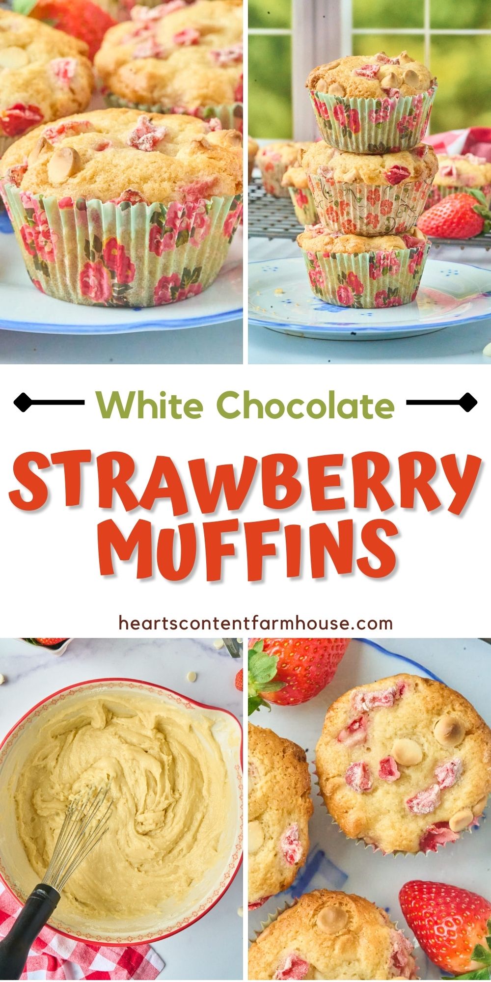 Sweet + Moist Strawberry White Chocolate Muffins