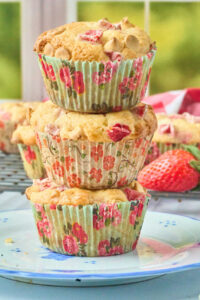 stack of 3 finished muffins.