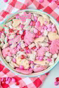 bowl of finished snack on red and white towel.