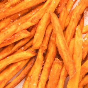 close up view of sweet potato fries