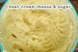 bowl with beaten cream cheese.