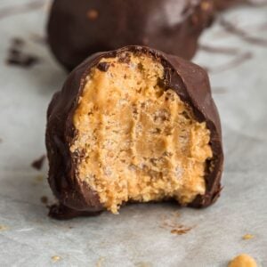 close up view of homemade candy peanut butter ball