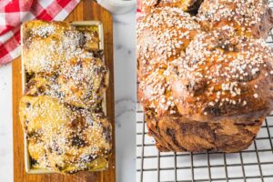 bread before and after baking.