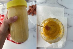 mason jar of corn dog batter.