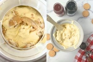 vanilla ice cream with golden oreos mixed in.