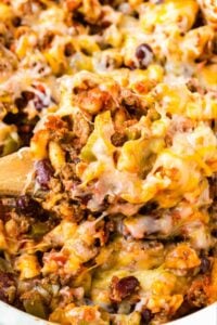 scoop of crockpot chili macaroni