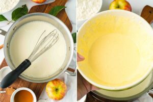 milk, cream, and sugar in saucepan.