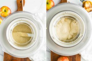 ice cream custard during churning process.