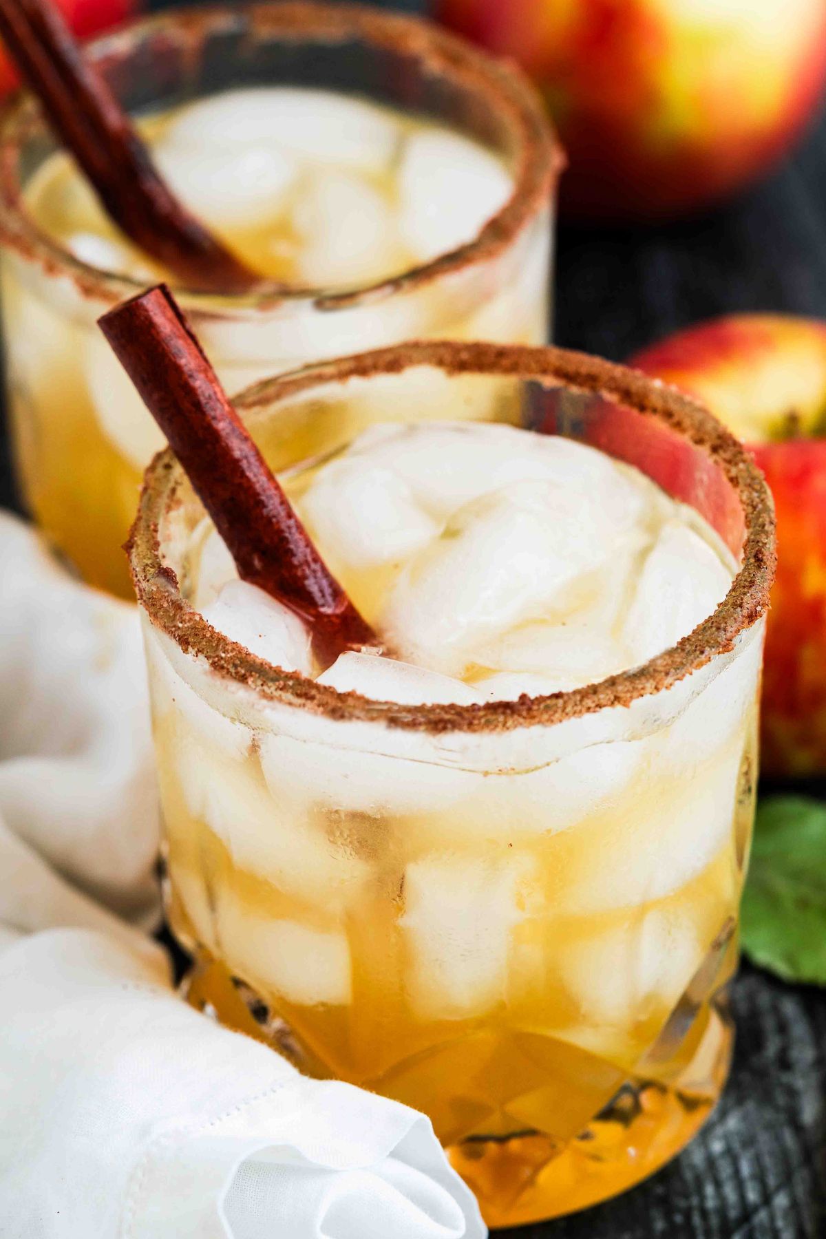 finished apple drink in rocks glass.