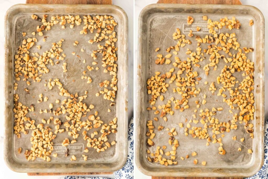 walnuts before and after toasting.