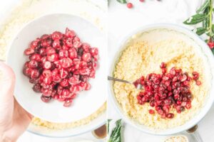 dough with chopped fresh cranberries.