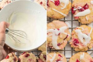 bowl of glaze before and after pouring.