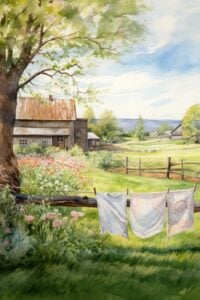 clothesline in countryside