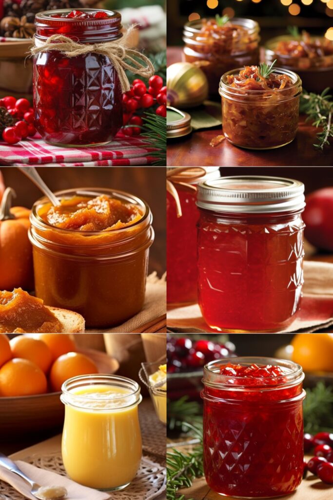 grid of 6 christmas canning recipes