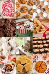 grid of 12 homemade christmas candies