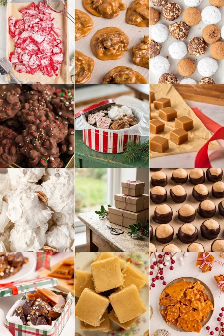 grid of 12 homemade christmas candies