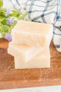 3 bars hot process soap with towl and flowers.