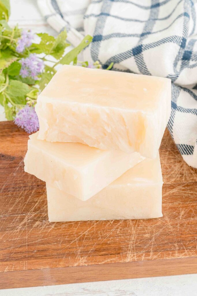 3 bars hot process soap with towl and flowers.