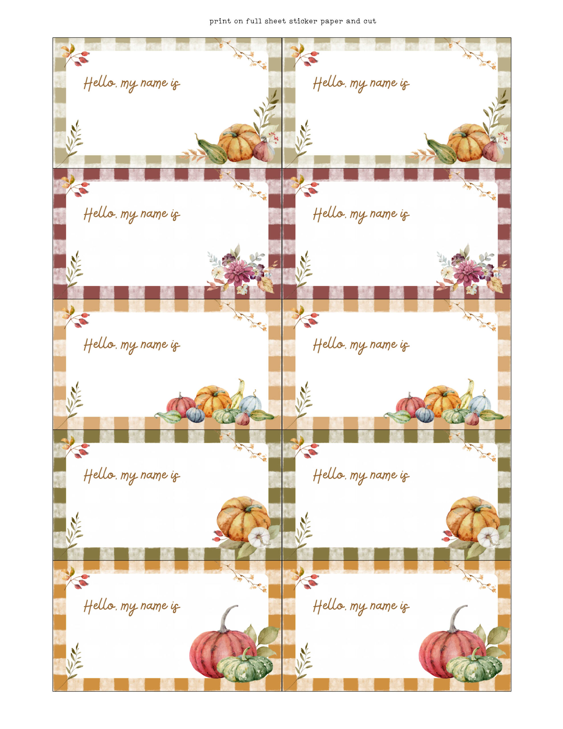 Free Fall Printable Name Tags A Pretty Touch for Autumn Events